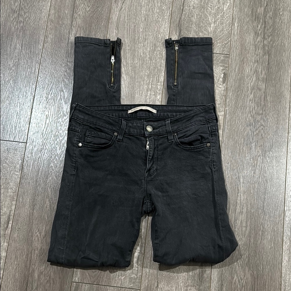 Vince black skinny jean with ankle zipper detail 27